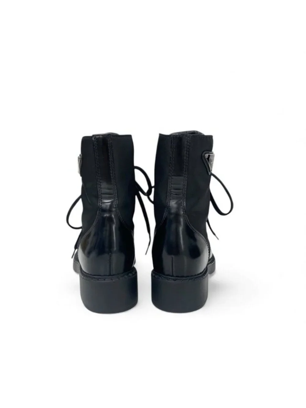 Prada Boots Short Shoes Nylon Leather Black Re-nylon Brushed - Picture 6 of 10